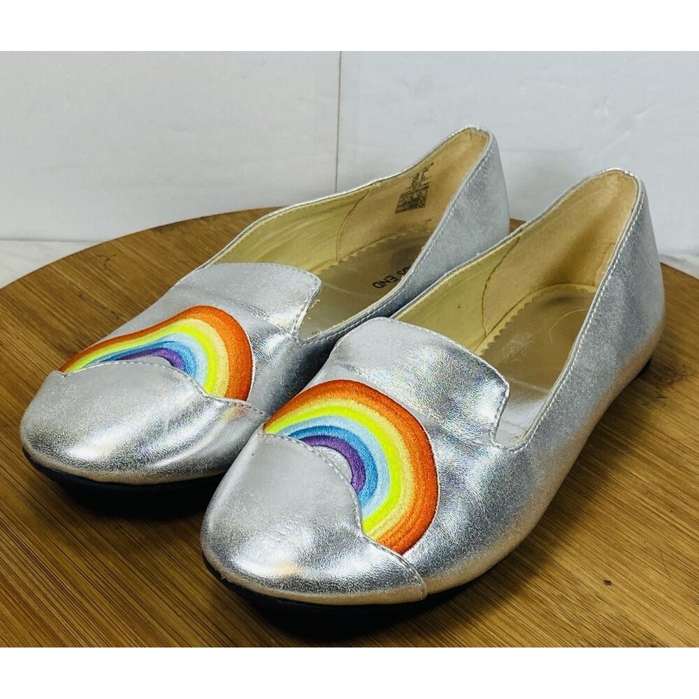 Lands’end Girls Silver Rainbow Flat Shoe Size 3M